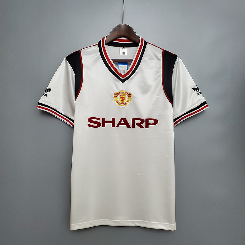 AAA Quality Manchester Utd 84/86 Away White Soccer Jersey